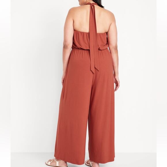Old Navy gingerspice Waist-Defined Halter Jumpsuit - Picture 2 of 12